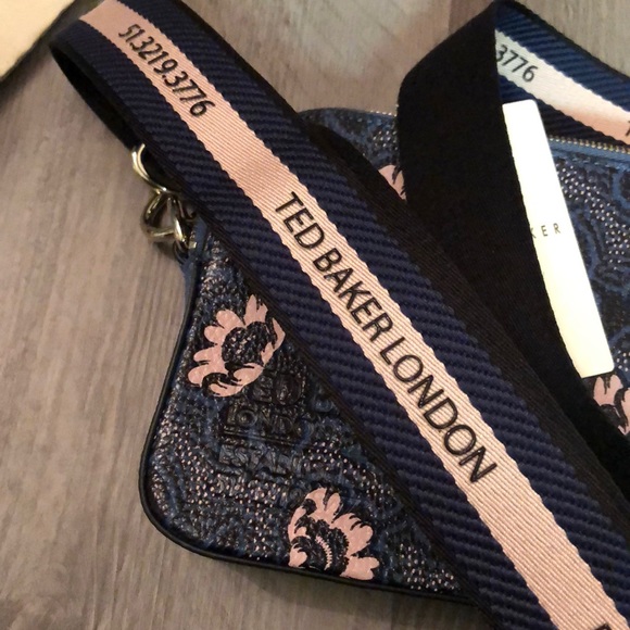 Ted Baker London Darlino Leather Graphic Blue Floral Print Camera Bag NWT - Picture 6 of 16